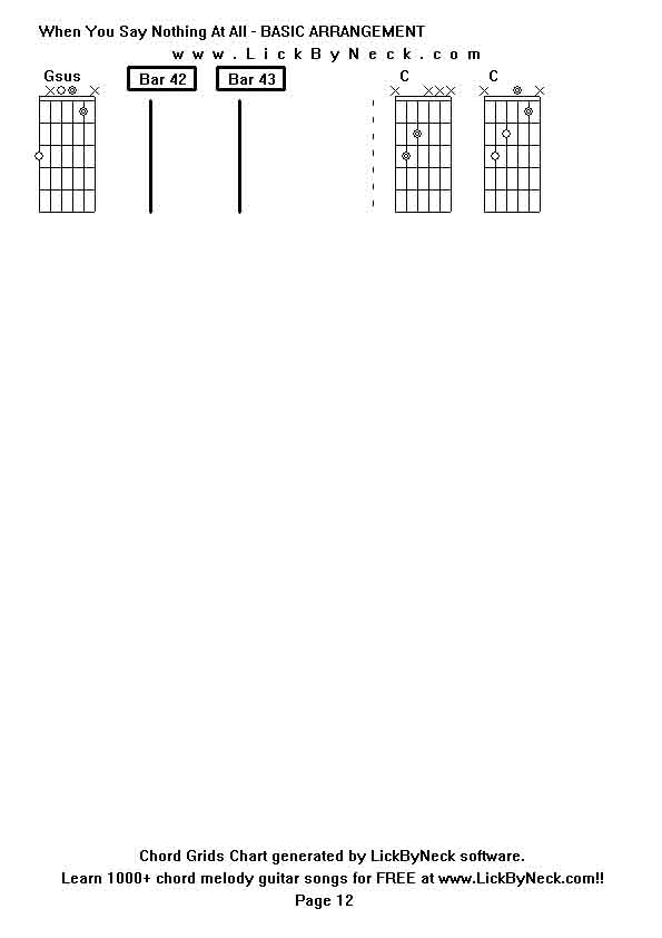 Chord Grids Chart of chord melody fingerstyle guitar song-When You Say Nothing At All - BASIC ARRANGEMENT,generated by LickByNeck software.